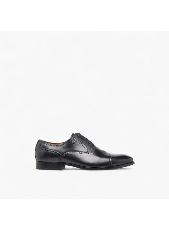 DUCHINI Men's Perforated Derby Shoes with Lace-Up Closure