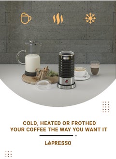 LePRESSO Hot & Cold Milk Frother, Frothing Capacity 100ML, Regular Heating 200ML, 3pin UK Power Plug, 450W Rated Power-Black  - Image 4