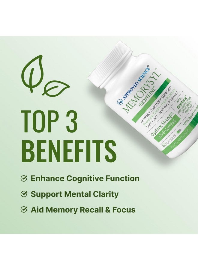 Approved Science MemorySyl - Memory Boosting Supplement - Improve Focus and Concentration - Protect Against Cognitive Decline - with Lion’s Mane and BioPerine - 3 Month Supply - Vegan - Image 3
