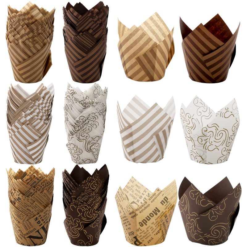 Lawei Set of 300 Tulip Cupcake Liner  Baking Paper Cups Muffin Liners Wrappers for Weddings Birthdays Baby Showers