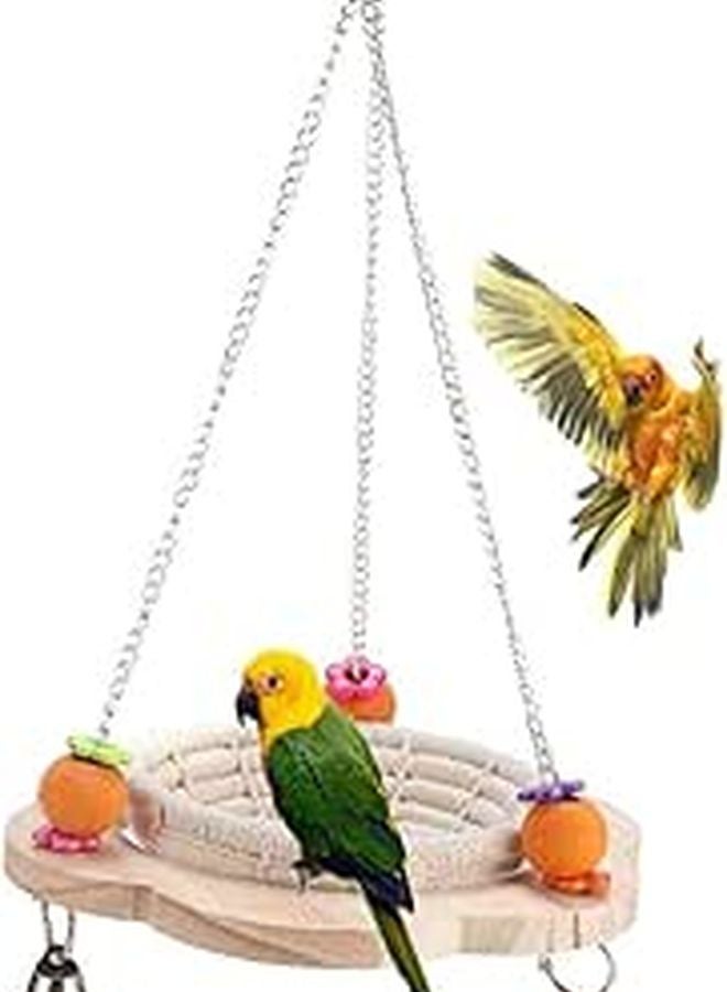 Small Parrot Swing Stand Wooden Bead Climbing Toy For Parakeets Cockatiels Exercise Coordination - Image 1