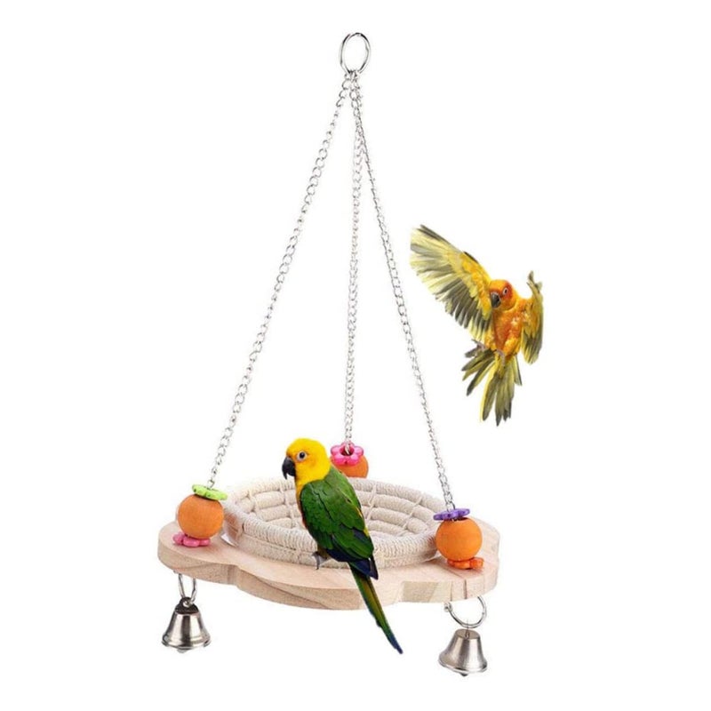 Small Parrot Swing Stand Wooden Bead Climbing Toy For Parakeets Cockatiels Exercise Coordination - Image 2