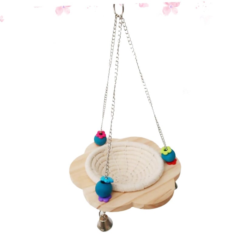 Small Parrot Swing Stand Wooden Bead Climbing Toy For Parakeets Cockatiels Exercise Coordination - Image 4