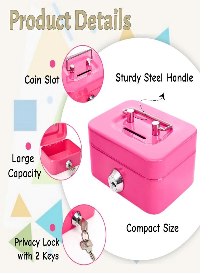 Jowgut 4 Pack Mini Cash Box, Small Metal Money Box with Key Lock, 4.5"L × 3.3"W × 2"H Durable Safe Coin Organizer Bank for Christmas New Year Gift - Image 4