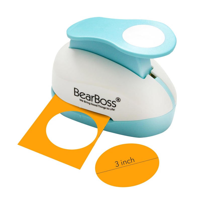 BearBoss 3 Inch Circle Punch Hole Punch Shapes Paper Punch Set for Scrapbooking Festival Paper Greeting Card DIY Albums Photos Classic White
