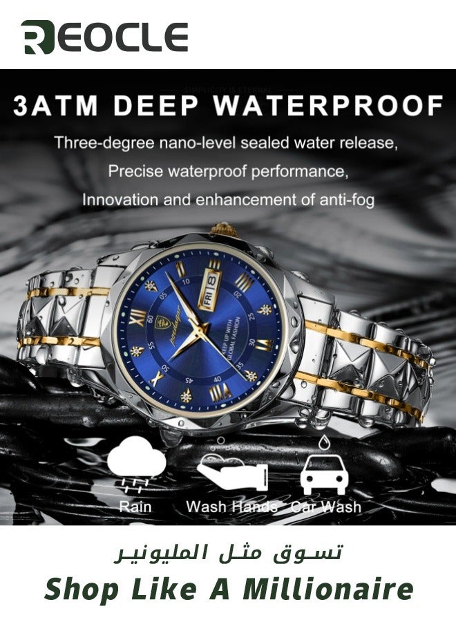 ريوكل ساعة رجالية ساعة يد رجالية جديدة مضيئة جديدة مضادة للماء ومضيئة أوتوماتيكية بالكامل ومضادة للماء ومضيئة ومناسبة للأعمال التجارية - Image 3