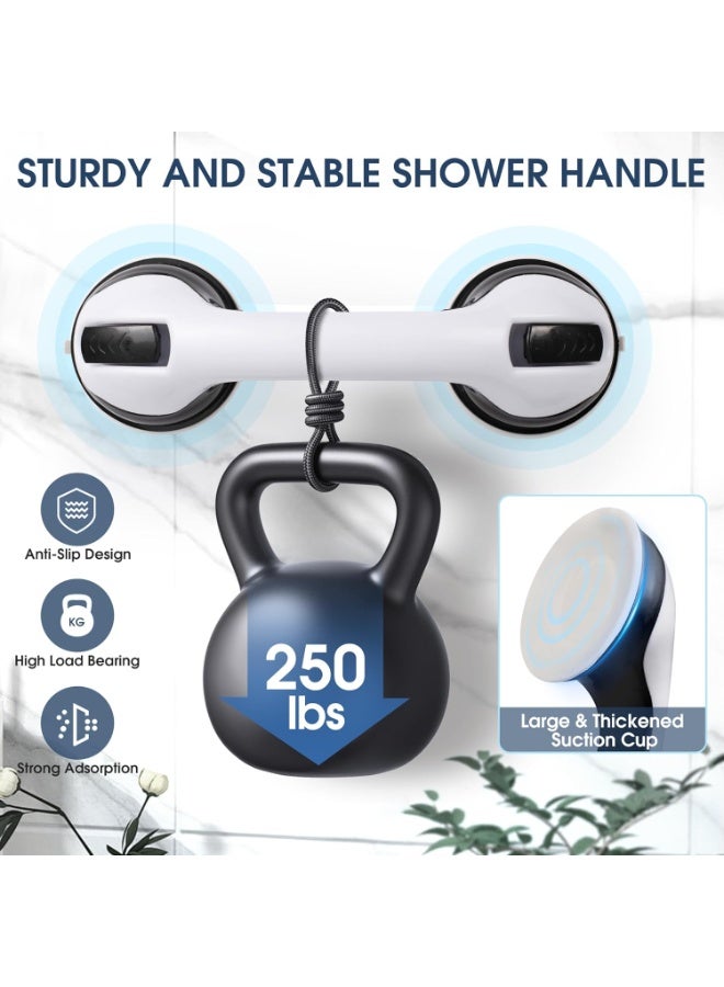 Bukela 2 Pack Grab Bars for Bathtubs and Showers with Suction Cup, Removable Shower Grab Bars for Seniors, No Drilling Heavy Duty Shower Handle for Bathroom Safety, Handicap Grab Bars, Grey - Image 4