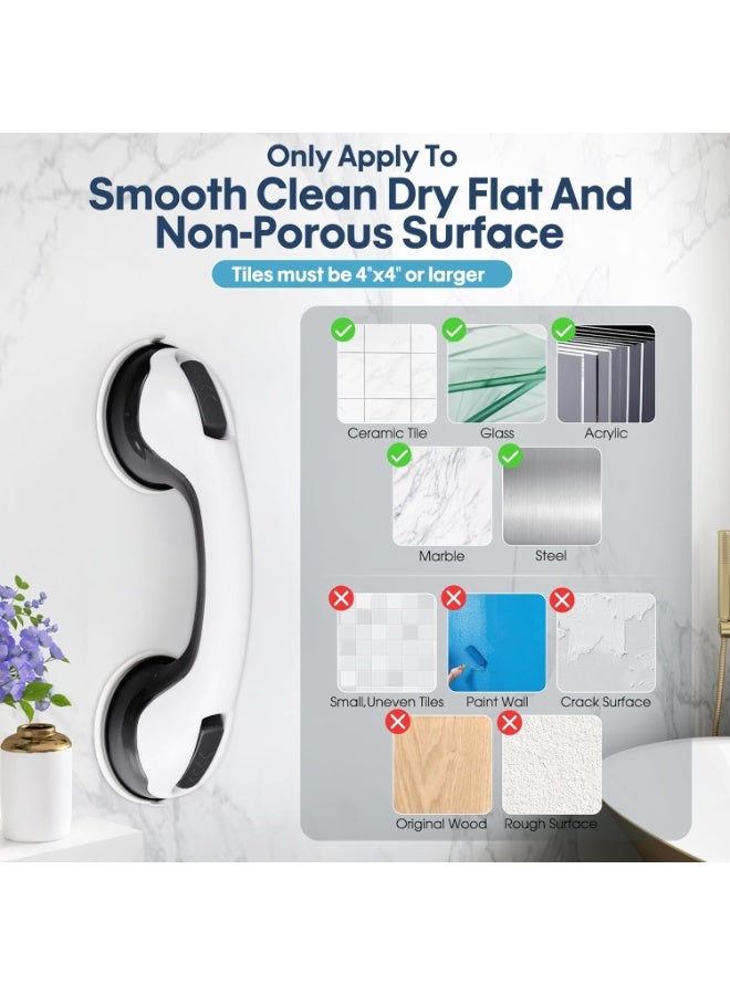 Bukela 2 Pack Grab Bars for Bathtubs and Showers with Suction Cup, Removable Shower Grab Bars for Seniors, No Drilling Heavy Duty Shower Handle for Bathroom Safety, Handicap Grab Bars, Grey - Image 3