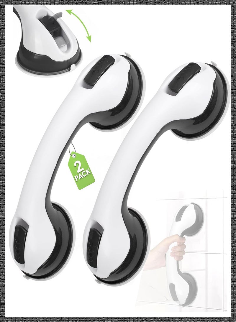 Bukela 2 Pack Grab Bars for Bathtubs and Showers with Suction Cup, Removable Shower Grab Bars for Seniors, No Drilling Heavy Duty Shower Handle for Bathroom Safety, Handicap Grab Bars, Grey - Image 1