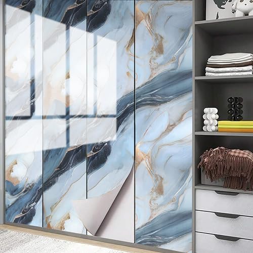 Jig-Tik Self-Adhesive Kitchen Wallpaper, PVC 3D Wall Sticker Oil Proof & Waterproof, Kitchen Backsplash White Stickers Wallpaper for Hotel/Living Room/Bedroom & Café Walls (60cx200cm)(Blue White) - Image 5
