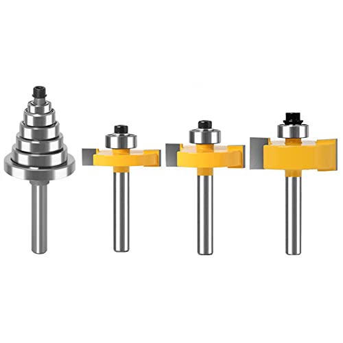 WSOOX 1/4 Inch Shank Rabbet Router Bit Set, 3 Pieces Rabbeting Router Bit with 6 Bearings Set (1/8", 1/4", 5/16", 3/8", 7/16", 1/2" Bearings) (1/4 Inch) - Image 1