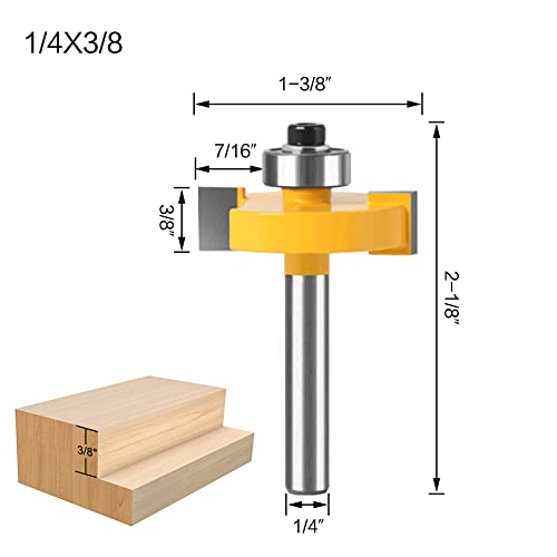 WSOOX 1/4 Inch Shank Rabbet Router Bit Set, 3 Pieces Rabbeting Router Bit with 6 Bearings Set (1/8", 1/4", 5/16", 3/8", 7/16", 1/2" Bearings) (1/4 Inch) - Image 4