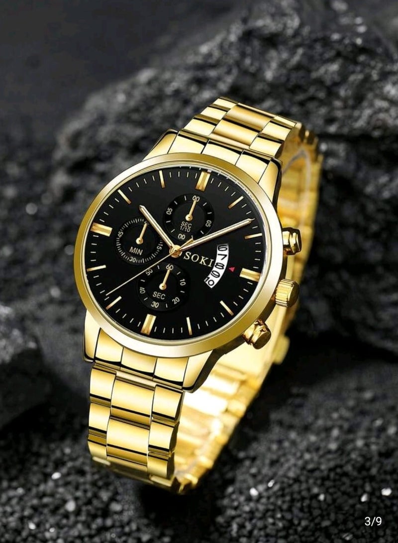 سوكي ساعة رجالية أعمال، رياضية، كاجوال، تقويم، عقارب رقمية، سوار من الصلب، ساعة كوارتز مناسبة للارتداء اليومي - Image 2