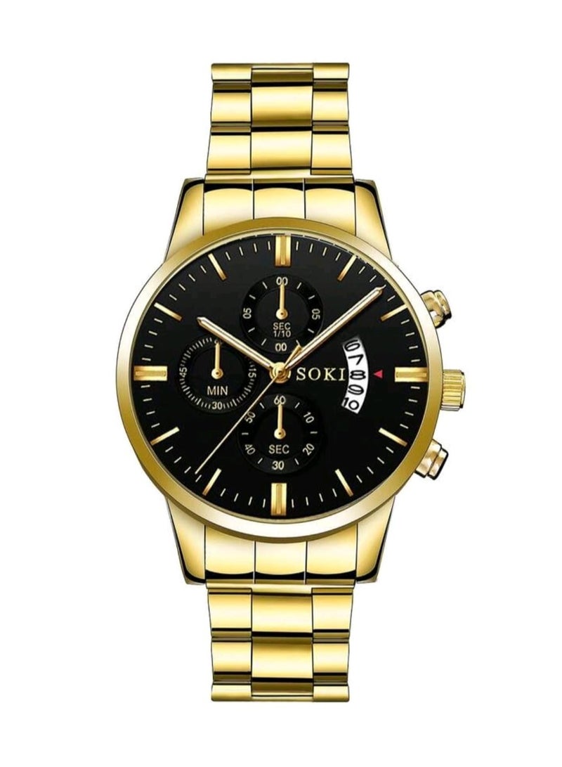 سوكي ساعة رجالية أعمال، رياضية، كاجوال، تقويم، عقارب رقمية، سوار من الصلب، ساعة كوارتز مناسبة للارتداء اليومي - Image 1