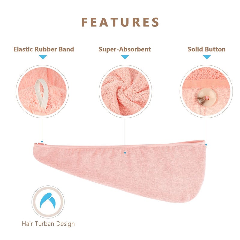 AIDEA Microfiber Hair Towel Wrap, 5 Pack Hair Turbans, Super Absorbent Quick Dry Hair Towel Wrap for All Hair Types Anti Frizz, 26"Ã—10" - Image 2