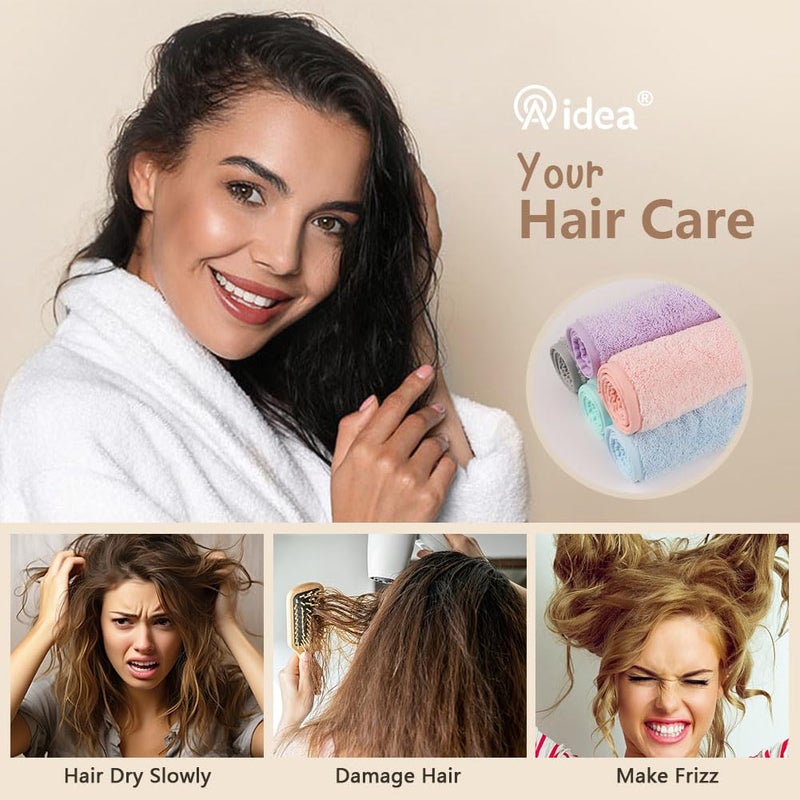 AIDEA Microfiber Hair Towel Wrap, 5 Pack Hair Turbans, Super Absorbent Quick Dry Hair Towel Wrap for All Hair Types Anti Frizz, 26"Ã—10" - Image 4