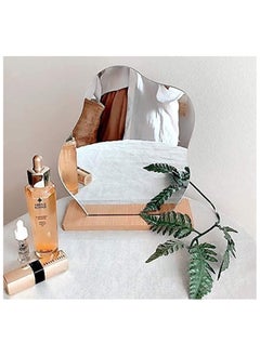 Arabest Makeup Mirror for Desk with Stand-Aesthetic Desk Decor Vanity Mirror-Frameless Table top for Bedroom,Living Room and Minimal Spaces Room Decor (Baby Fat)  - Image 1