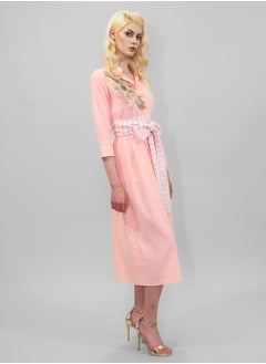 BITOLIA GALLERY Long Pink Linen Dress  - Image 3
