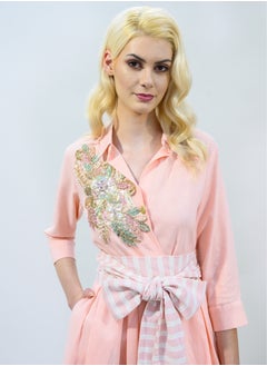 BITOLIA GALLERY Long Pink Linen Dress  - Image 5