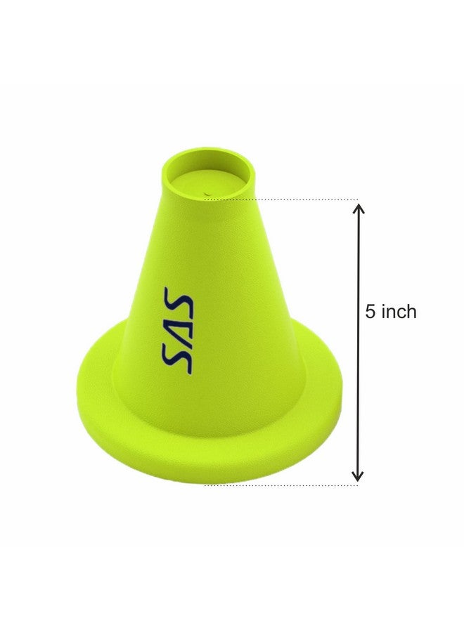 SAS SPORTS Cricket Batting Tee - Durable TPR Material | Cricket Cones for Exercise | Cricket Equipment Tee for Batting, Cricket Practice | Cricket Cones for Practice (Yellow, Pack of 6) - Image 2