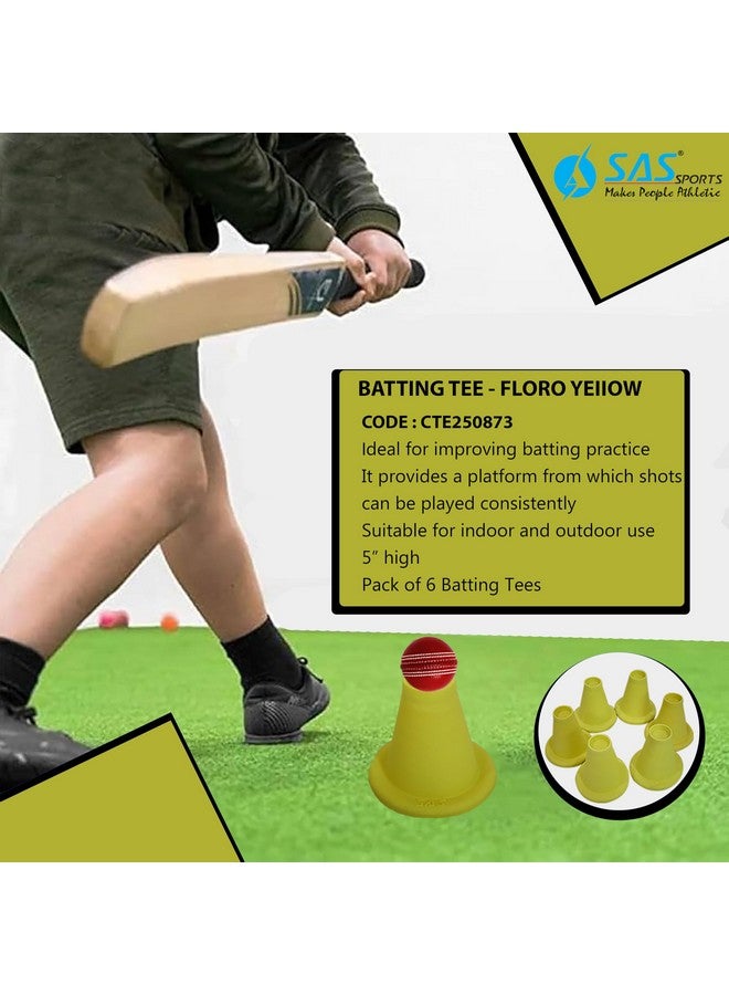 SAS SPORTS Cricket Batting Tee - Durable TPR Material | Cricket Cones for Exercise | Cricket Equipment Tee for Batting, Cricket Practice | Cricket Cones for Practice (Yellow, Pack of 6) - Image 3