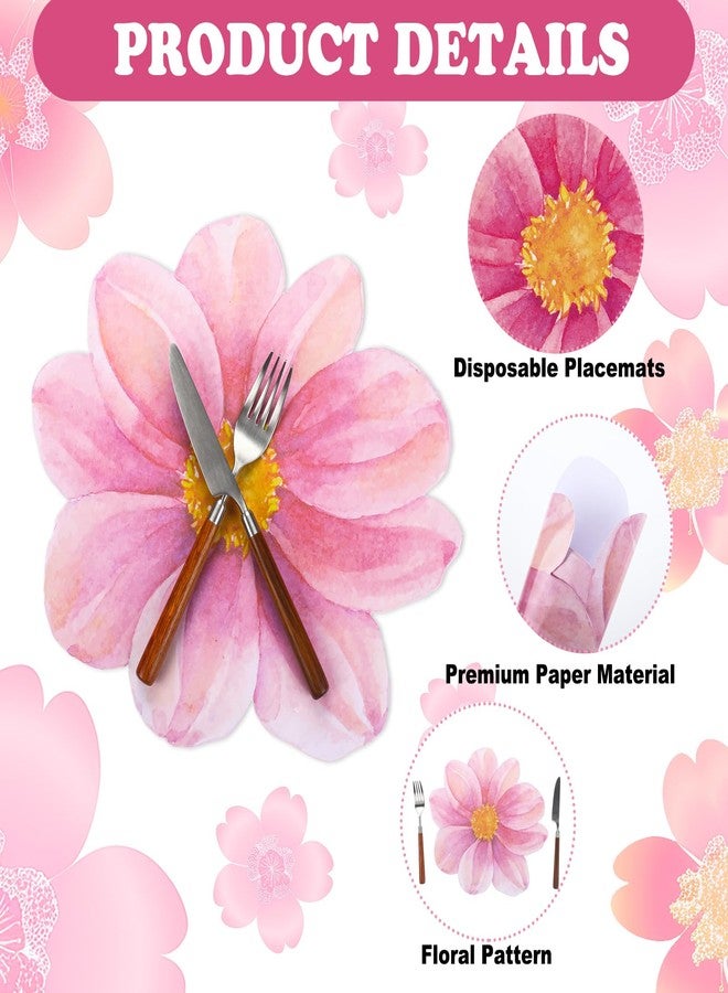 FoldTier 48 Pcs Flower Shaped Disposable Paper Place Mats 13 x 13 inches Floral Table Place mats Decorative for Dining Table Setting Birthday Party Supplies Wedding Bridal Shower Spring Summer Decor - Image 3