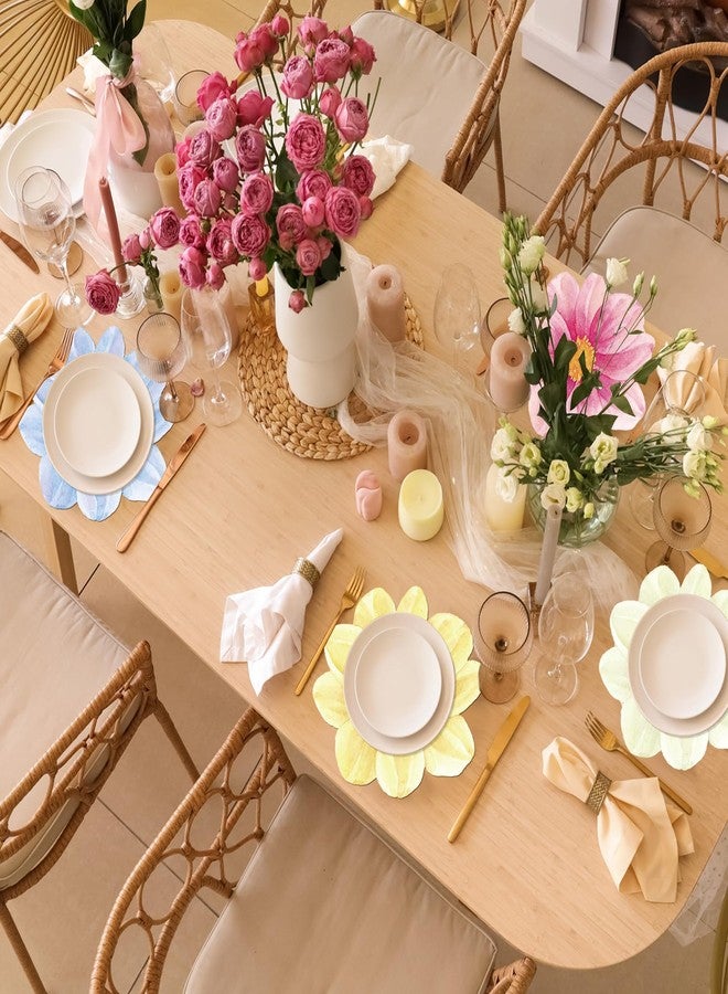 FoldTier 48 Pcs Flower Shaped Disposable Paper Place Mats 13 x 13 inches Floral Table Place mats Decorative for Dining Table Setting Birthday Party Supplies Wedding Bridal Shower Spring Summer Decor - Image 5