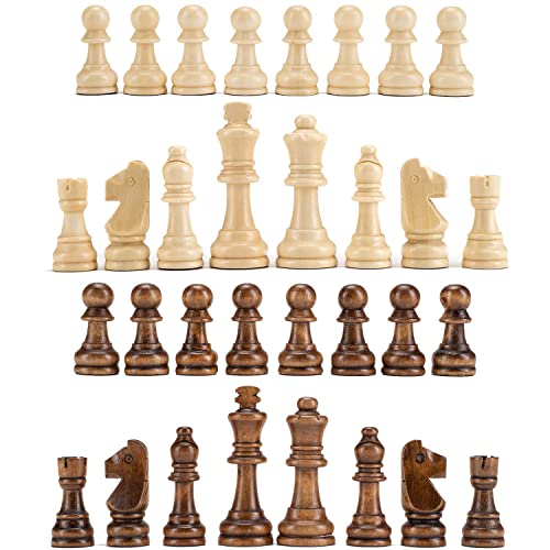AMEROUS Wooden Chess Pieces Only, Staunton Style Wood Chessmen with 3.15" King - Storage Bag - Gift Packed Box, Tournament Chess Game Pawns for Replacement of Missing Pieces - Image 4