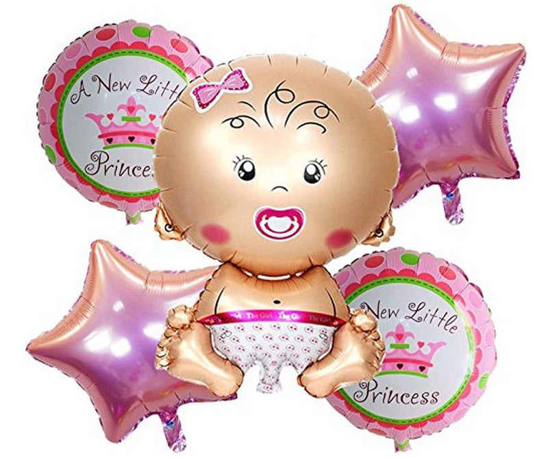 HK Balloons (Pack of 5) Baby Shower Foil Balloons Party Decoration Kids Baby girl Arrival Birthday Party Decoration Supplies - Image 1