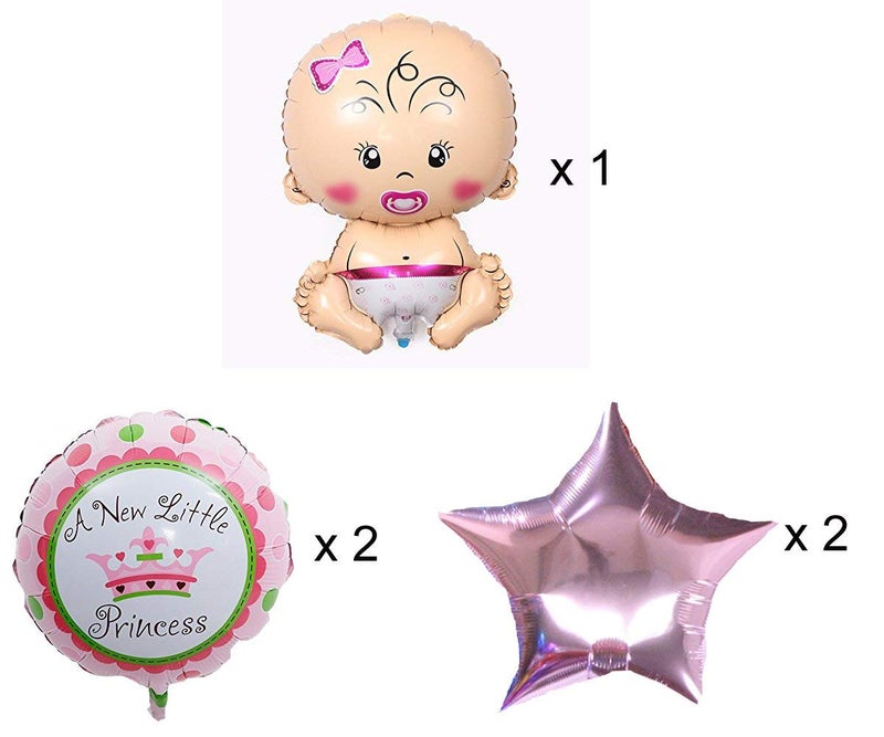 HK Balloons (Pack of 5) Baby Shower Foil Balloons Party Decoration Kids Baby girl Arrival Birthday Party Decoration Supplies - Image 5