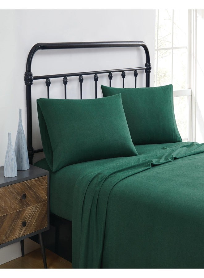 TRULY SOFT Solid Green King Flannel Sheet Set - Image 1