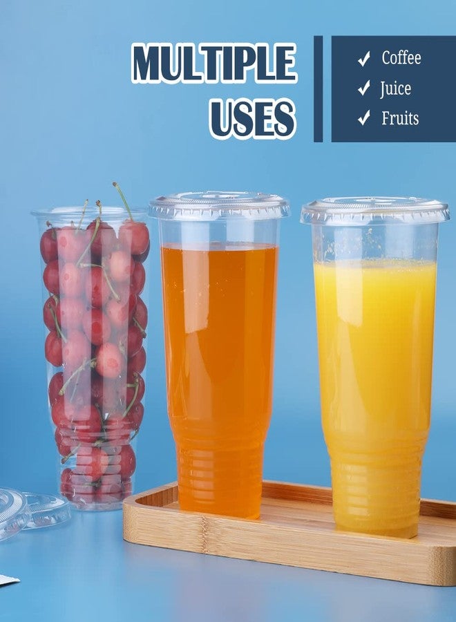 Hssugi 32oz Clear Plastic Cups with Lids, 40 Count Disposable Drinking Cups for Cold Drinks, Dessert, Ice Cream, Iced Coffee, Milk Tea - Image 4
