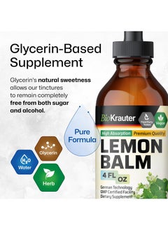 BIO KRAUTER BIO KRAUTER Lemon Balm Leaf Extract - Vegan Lemon Balm Drops - Melissa Lemon Balm Tincture for Calmness Support - Sugar & Alcohol-Free Lemon Balm Extract 4 Fl. Oz.  - Image 5