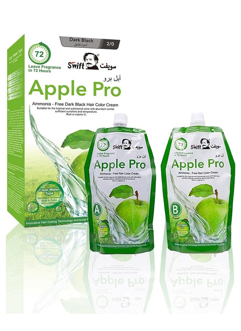Swift - Apple Pro Ammonia free Hair Color Dark Black 500mlx2 - Image 1