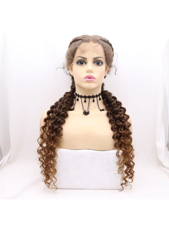 Bluejw Two Strands Braided Hand-woven 360 Lace Chemical Fiber Wig Hair European And American Wig Women's Long Hair Braided Wig - Image 3