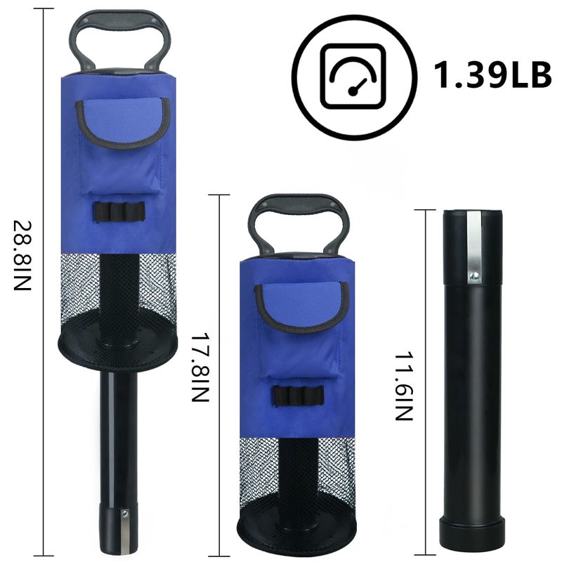 HOW TRUE Golf Ball Retriever, Portable Shag Bag Golf Ball Pick Up with Removable Plastic Tube, Pocket Shagger Storage, Blue - Image 2
