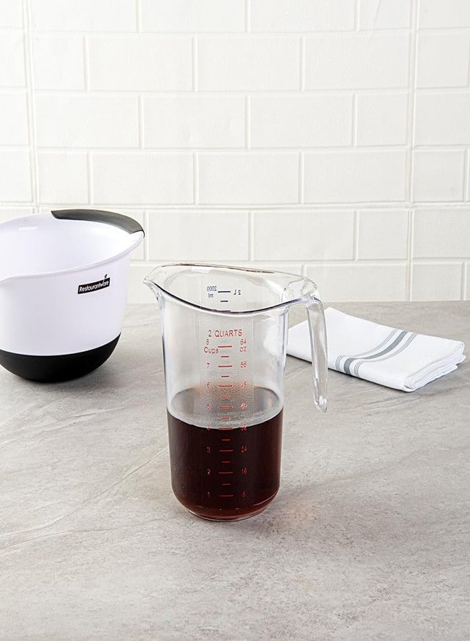 ريستورنت وير طقم أدوات مطبخ ريستورانت وير RW، يتضمن وعاء قياس سعة 2 كوارت، وكأس قياس متين، ووحدات قياس مترية وإمبراطورية، وفوهة على شكل حرف V، وكوب قياس بلاستيكي شفاف، ومقبض مزود بمسكة للإبهام، ويتحمل درجات حرارة تصل إلى 248 درجة فهرنهايت. - Image 3