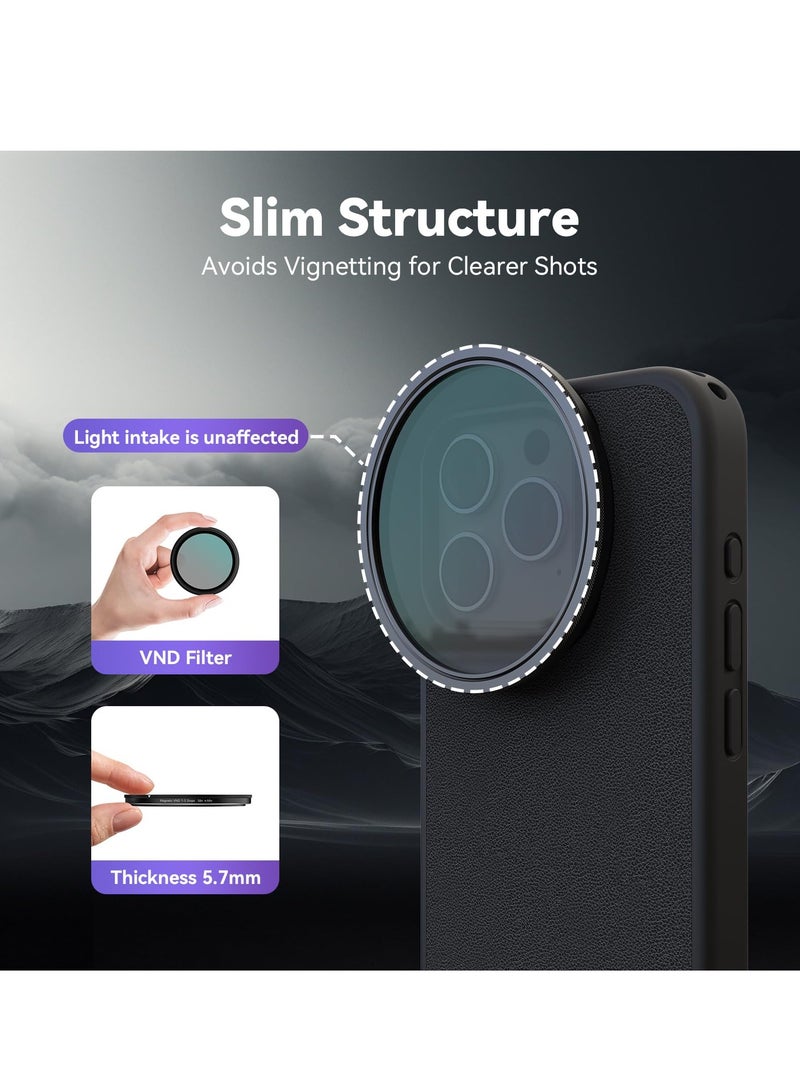 Excefore Magnetic Adjustable ND Filter & Phone Case Kit for iPhone 15 Pro Max, 58mm, ND2-ND32 (1-5 Stops) VND Filter with Protective Case, HD Optical Glass Neutral Density Filter Kit for iPhone - Image 5