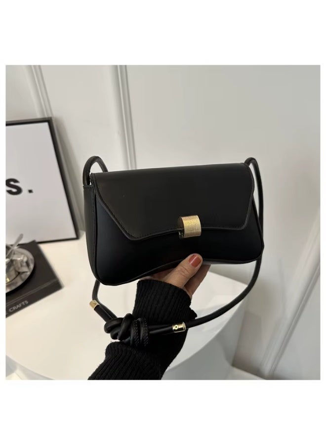 Fashionable black Vintage Baguette Shoulder Bag for Women – Minimalist Underarm Purse for Daily, College & Outings - Image 1