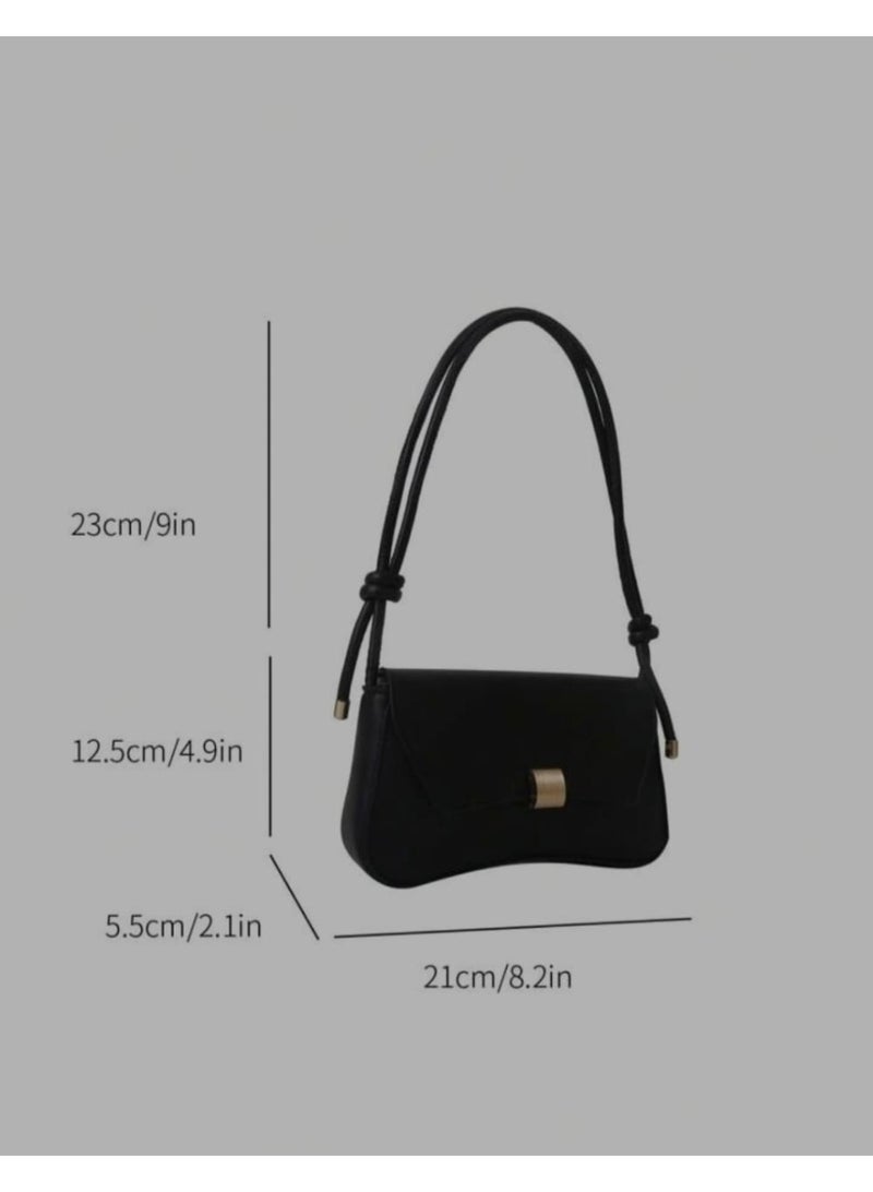 Fashionable black Vintage Baguette Shoulder Bag for Women – Minimalist Underarm Purse for Daily, College & Outings - Image 5