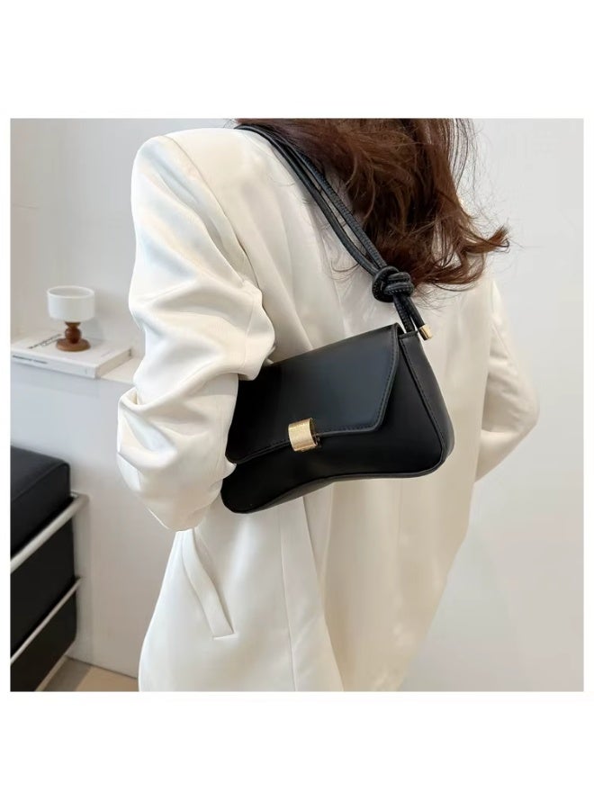 Fashionable black Vintage Baguette Shoulder Bag for Women – Minimalist Underarm Purse for Daily, College & Outings - Image 2