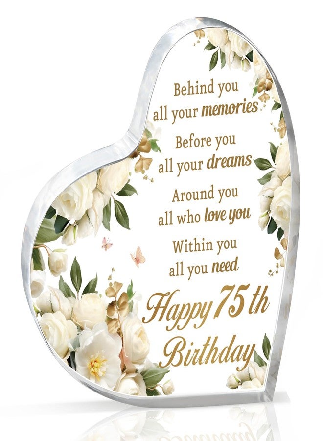 Acethrills 75th Birthday Gifts for Women, 75Th Birthday Decorations for Women - 3.9"L X 3.9"W X 0.51"Th Uv Printed Acrylic Paperweight, 75 Year Old Birthday Gifts - Image 1