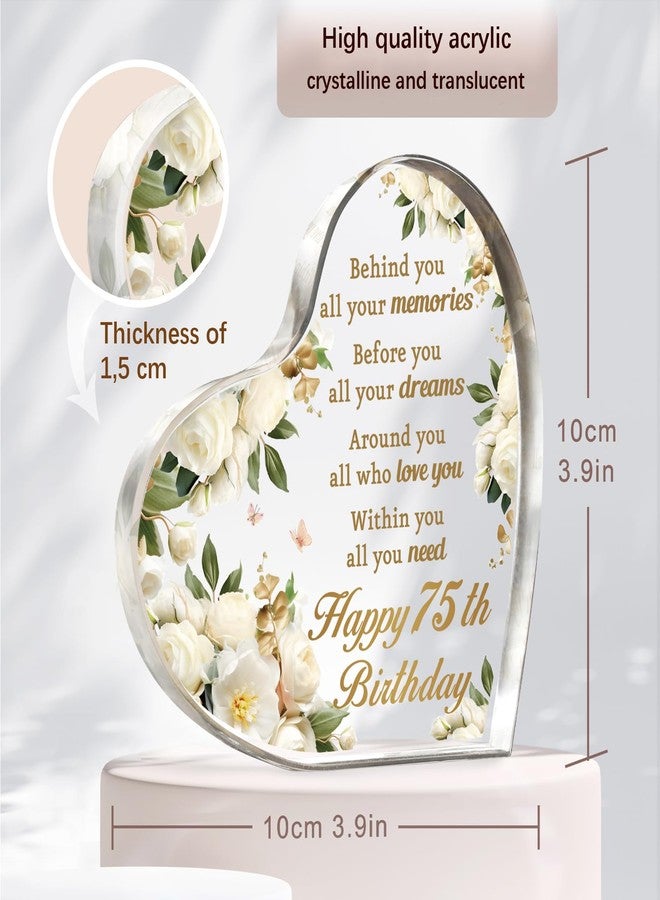 Acethrills 75th Birthday Gifts for Women, 75Th Birthday Decorations for Women - 3.9"L X 3.9"W X 0.51"Th Uv Printed Acrylic Paperweight, 75 Year Old Birthday Gifts - Image 2