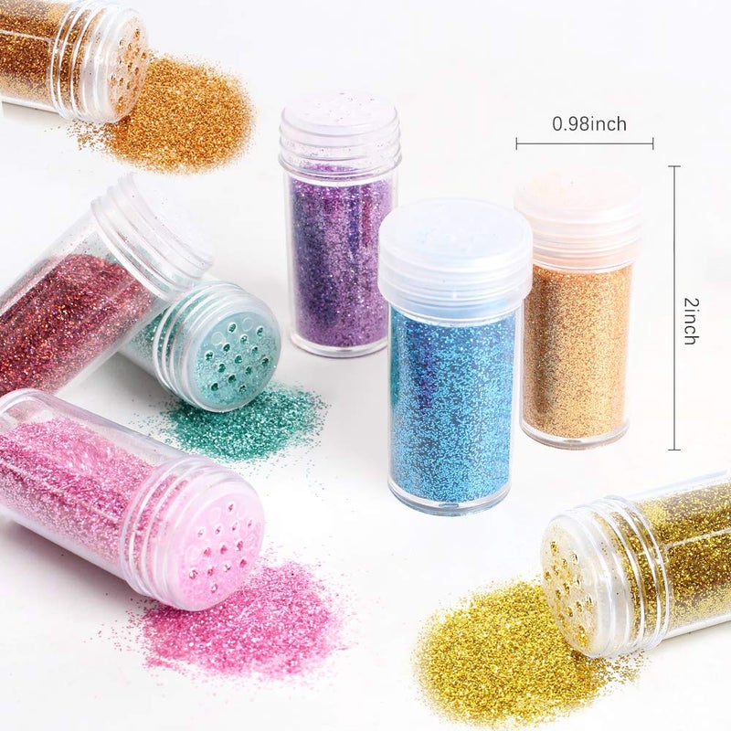 Estanoite Extra Fine Glitter, Set of 24 Colors Nail Arts Face Hair Eye Lip Gloss Makeup Glitter, Slime,Tumbler and Epoxy Resin Crafts Loose Powder Shaker - Image 3