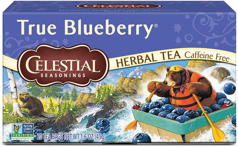 Celestial Seasonings True Blueberry Herbal Tea - Caffeine Free, 20 Tea Bags, 45g - Naturally Sweet Wild Blueberry Flavor - Image 1