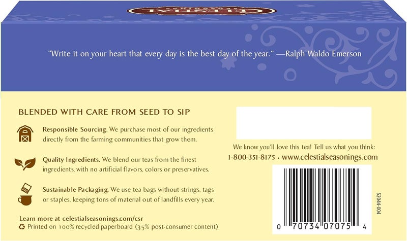 Celestial Seasonings True Blueberry Herbal Tea - Caffeine Free, 20 Tea Bags, 45g - Naturally Sweet Wild Blueberry Flavor - Image 4