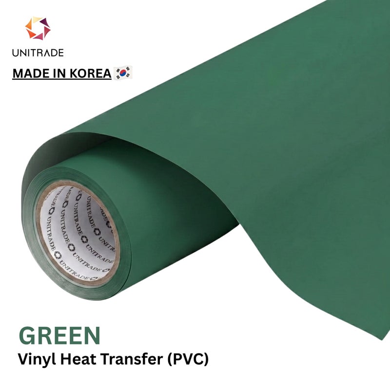 UNITRADE® Easy Cut (PVC) Green Heat Transfer Vinyl Roll / Compatible with Cricut, Silhouette, Professional Cutters / CPSIA Certified / Made in Korea - Image 1