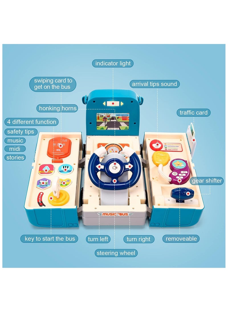 general Bus Car Toy, Kids Play Vehicle with Sound and Light, Simulation Steering Wheel, Musical School Bus Toy for Toddler, Educational Bus Driving Toy Gift for Toddlers Boys  Girls - Image 4