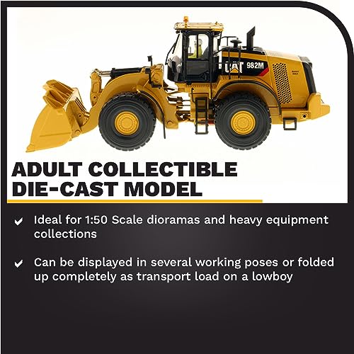 Diecast Masters 1:50 Caterpillar 982M Wheel Loader | Core Classics Series Cat Trucks & Construction Equipment | 1:50 Scale Model Diecast Collectible Model 85292C - Image 3