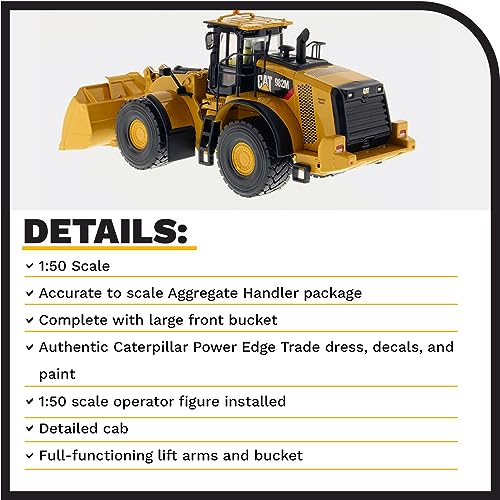 Diecast Masters 1:50 Caterpillar 982M Wheel Loader | Core Classics Series Cat Trucks & Construction Equipment | 1:50 Scale Model Diecast Collectible Model 85292C - Image 4